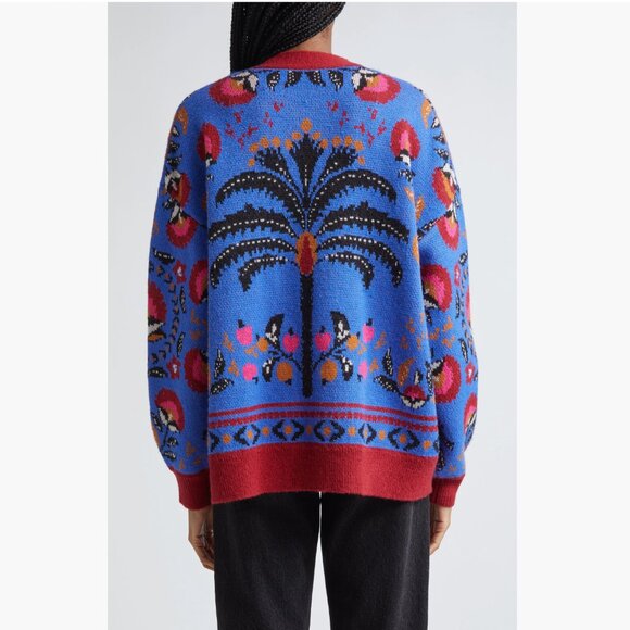 FARM RIO Palms Paradise Cardigan, Blue/Red, Size L, NWT 🇧🇷 - Picture 2 of 13